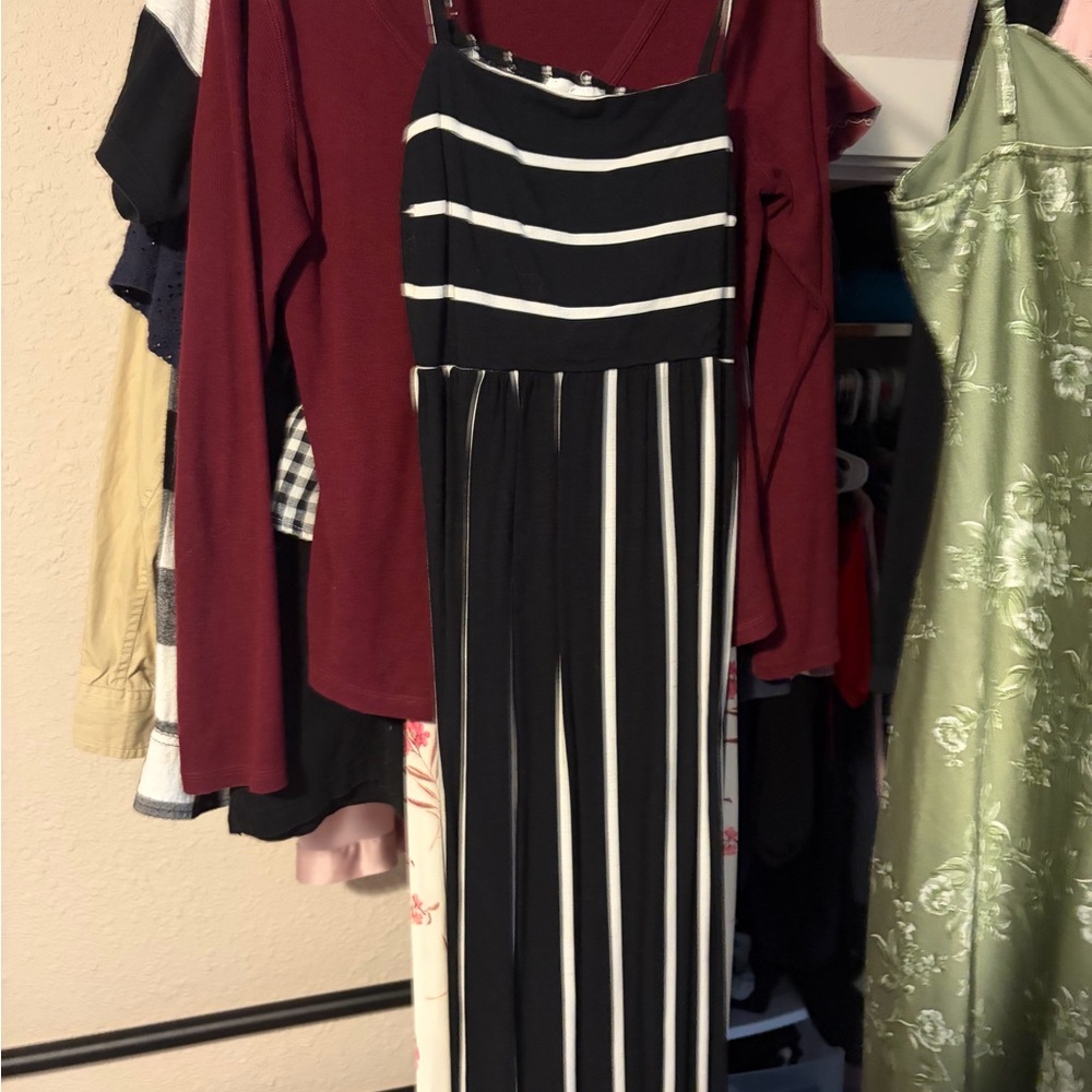 Black and White Striped Maxi Dress